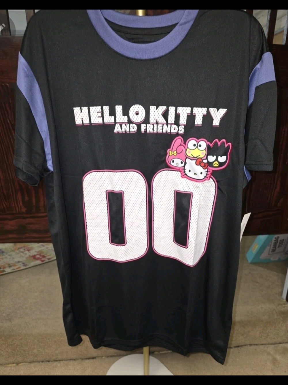 Hello Kitty Black & Purple Graphic Jersey Tee
